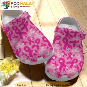 Pink Ribbons Breast Cancer 3D Funny Crocs Clog Shoes