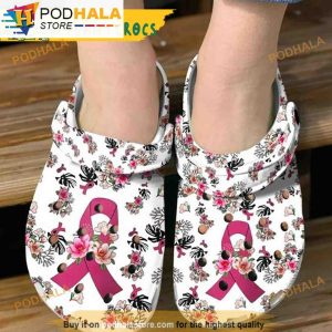 Pink Ribbons Breast Cancer 3D Funny Crocs Slippers