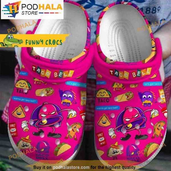 Pink Taco Bell 3D Funny Crocs Clogs Shoes