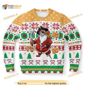 Pirate Santa Clause Yo Ho Ho Ugly Christmas Wool Sweater