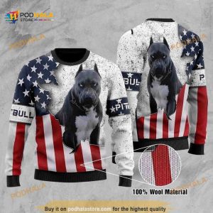 Pitbull American Flag Ugly Christmas Sweater 3D Sweater