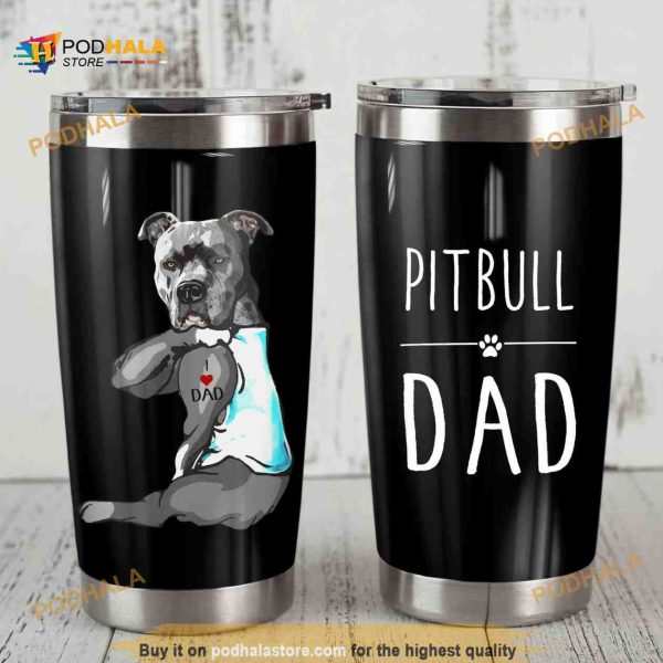 Pitbull Bulldog Dad Stainless Steel Cup Coffee Tumbler