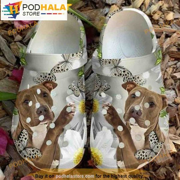 Pitbull Daisy Cute Butterfly 3D Funny Crocs