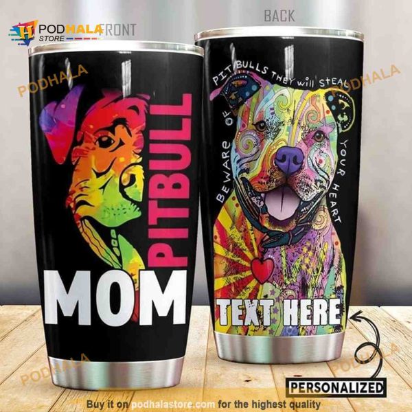 Pitbull Dog Mom Colorful Coffee Tumbler All Over Print 3D