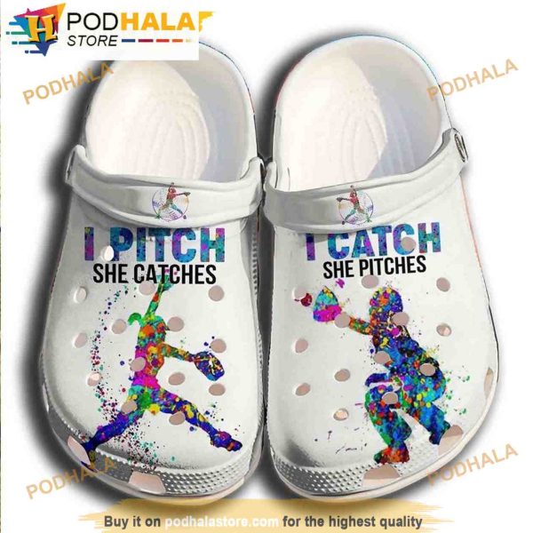 Pitch And Catch Baseball 3D Funny Crocs Shoes Clogs