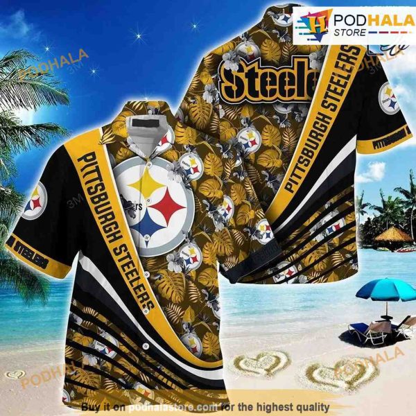 Pittsburgh Steelers NFL Football With Tropical Flower Pattern Hawaiian Shirt For Fans