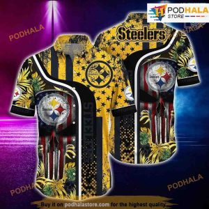Pittsburgh Steelers NFL Hawaiian Shirt, Tropical Pattern Skull Punisher