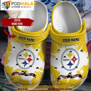 Pittsburgh Steelers Yellow Nfl Custom Name 3D Funny Crocs Clog Shoes