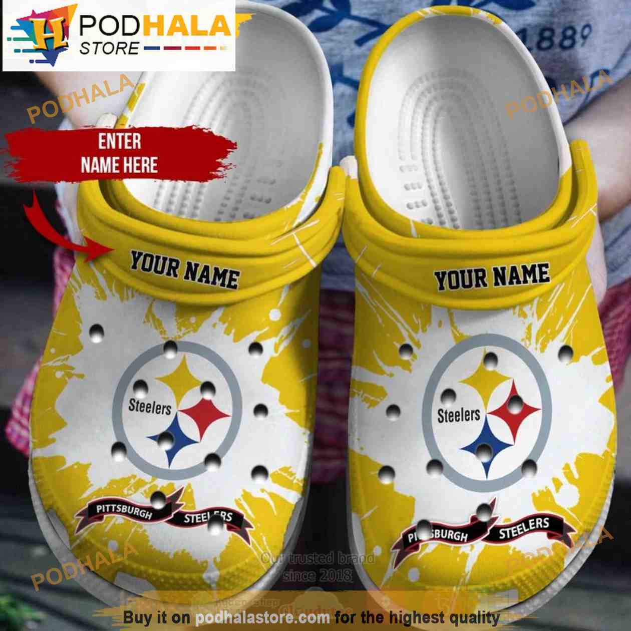 Custom Name Pittsburgh Steelers NFL Crocs Clog - T-shirts Low Price