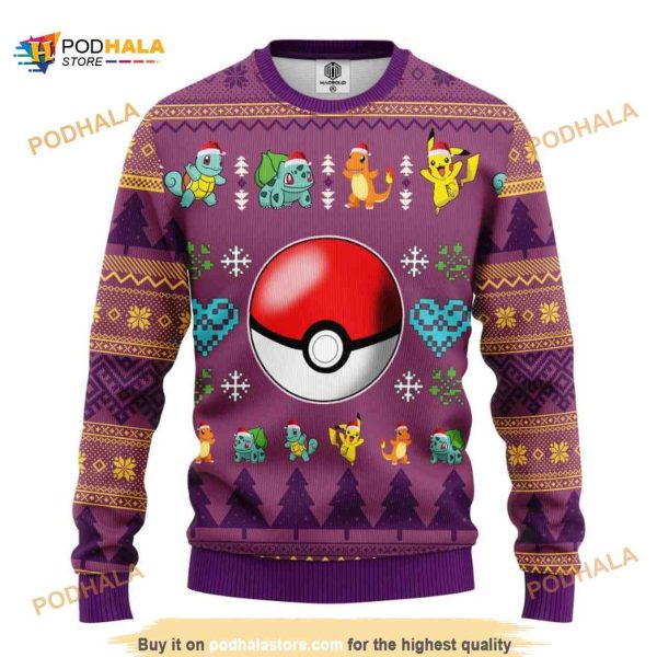 Pokemon Ball All Over Printed Funny Ugly Sweater