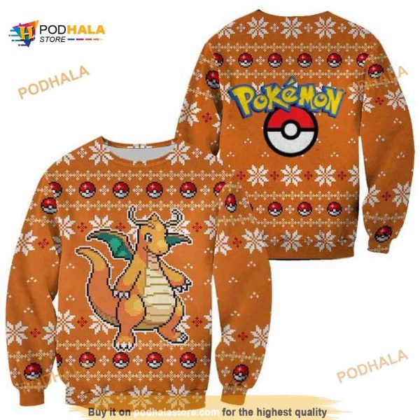Pokemon Dragonite Ugly Christmas Custom Xmas Knitted Sweater