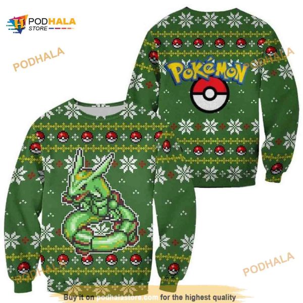 Pokemon Rayquaza Ugly Christmas Custom Xmas Knitted Sweater