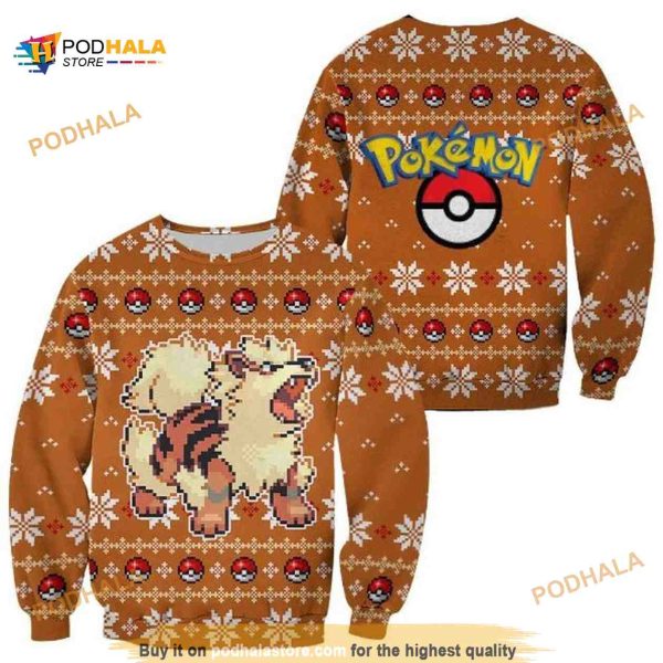 Pokemon Ugly Christmas Custom Arcanine Xmas Knitted Sweater