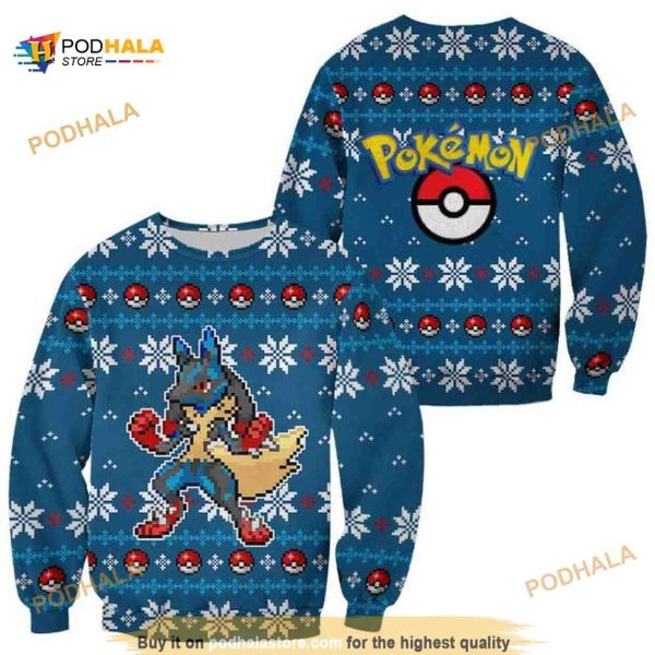 Pokemon Ugly Christmas Custom Lucario Xmas Clothes Knitted Sweater