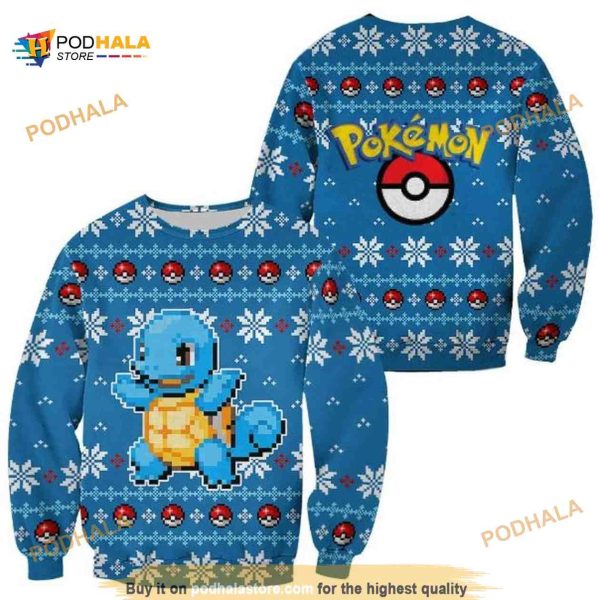 Pokemon Ugly Christmas Custom Squirtle Xmas Knitted Sweater