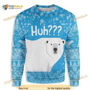 Polar Bear Huh All Over Printed Funny Ugly Sweater