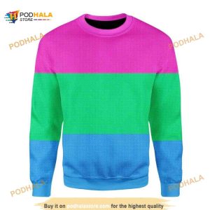 Polysexual Flag 3D Funny Ugly Sweater, Xmas Gifts