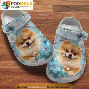 Pomeranian Dog Face 3D Funny Crocs