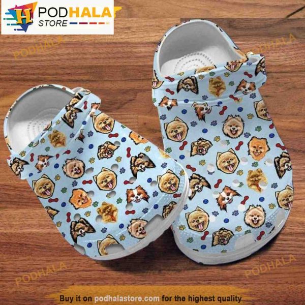 Pomeranian Dog Pattern Blue 3D Funny Crocs