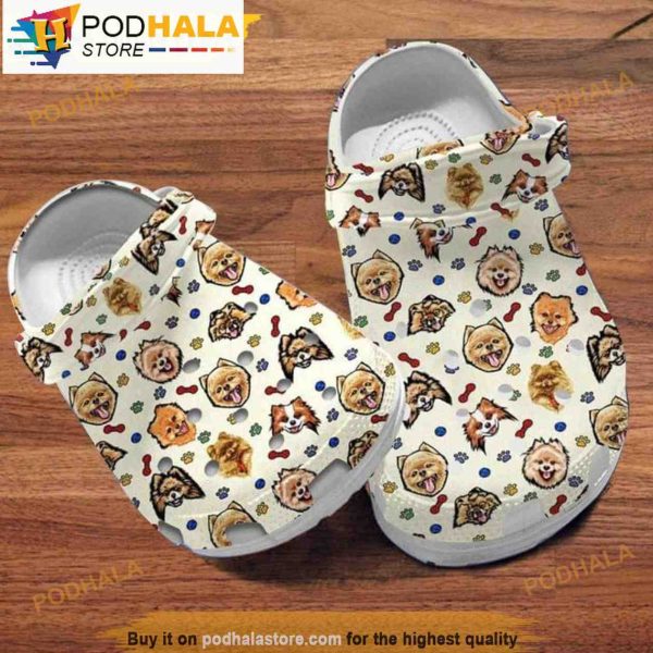 Pomeranian Dog Pattern Yellow 3D Funny Crocs