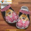 Pomeranian Puppy Pink Bow Diamond Pattern Birthday Dog 3D Funny Crocs