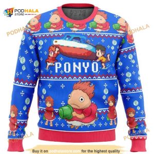 Ponyo Ghibli Ugly Xmas Wool Sweater, Xmas Gifts