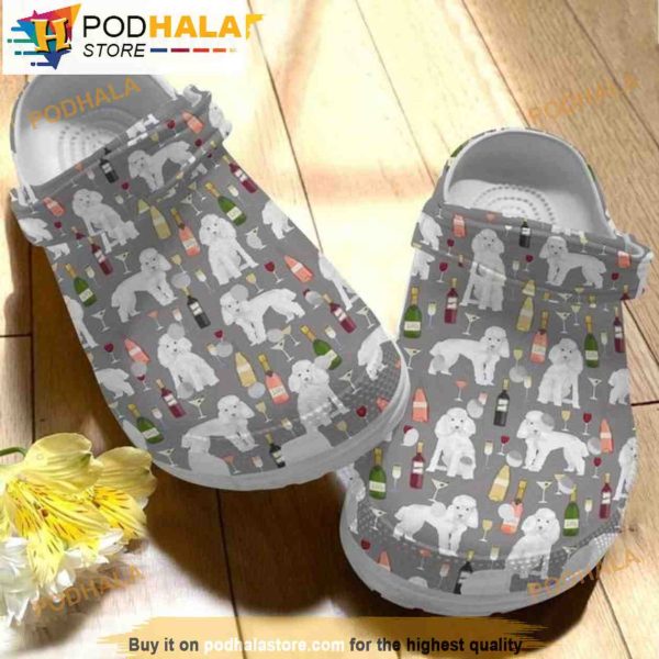 Poodle And Wine Dog Shoes 3D Funny Crocs