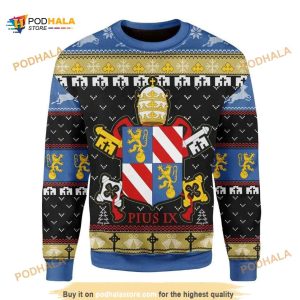 Pope Pius IX Coat Of Arms 3D Funny Ugly Sweater