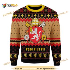 Pope Pius VIII Coat of Arms 3D Funny Ugly Sweater