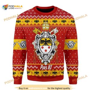 Pope Pius XI Coat Of Arms 3D Funny Ugly Sweater, Xmas Gifts