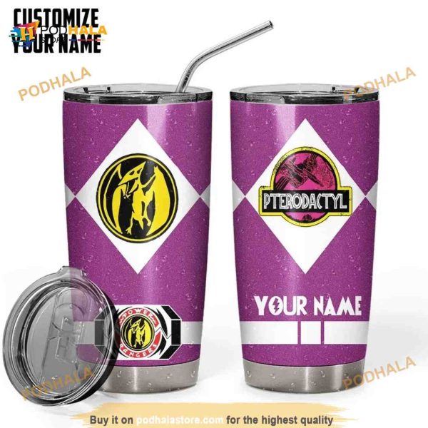 Power Ranger Pterodactyl Pink Custom Name Coffee Tumbler