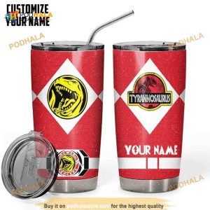 Power Ranger Tyrannosaurus Red Custom Name Coffee Tumbler