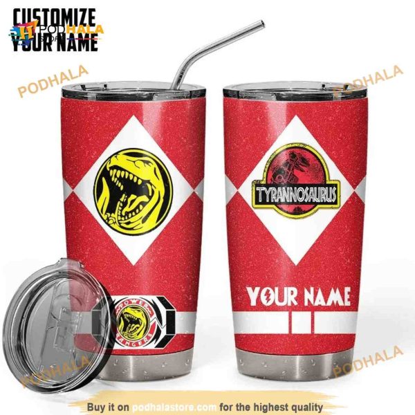Power Ranger Tyrannosaurus Red Custom Name Coffee Tumbler