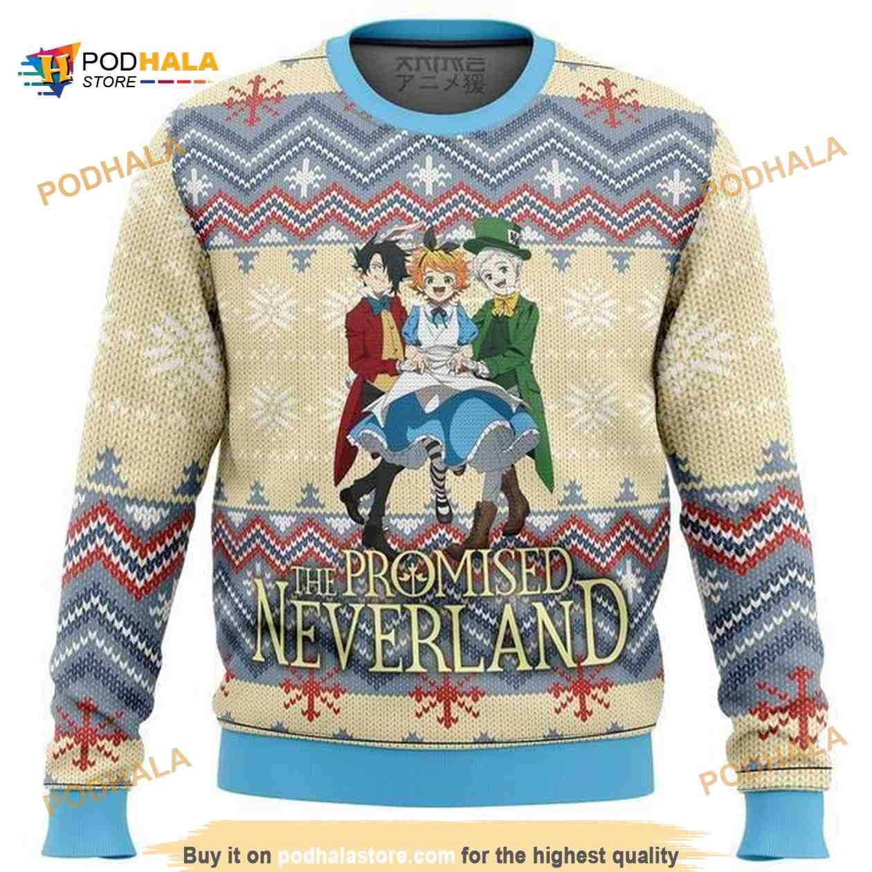 Promised Neverland All Over Printed Funny Ugly Sweater Promised Neverland All Over Printed Funny Ugly Sweater