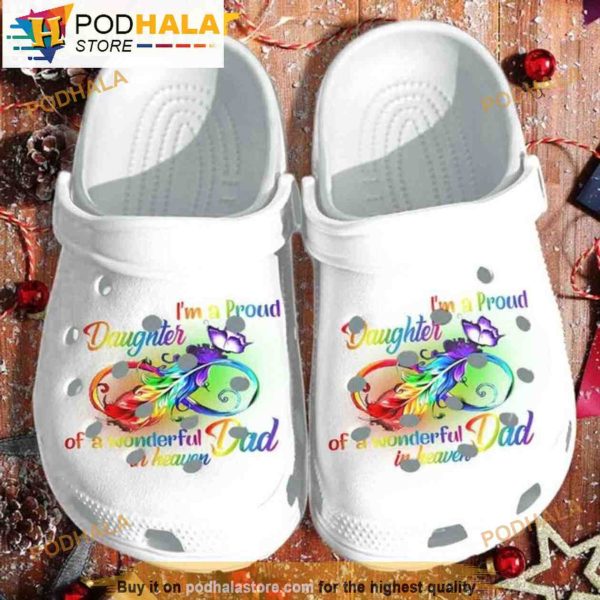 Pround Daughter Of Wonderful Dad Heaven Butterfly 3D Funny Crocs