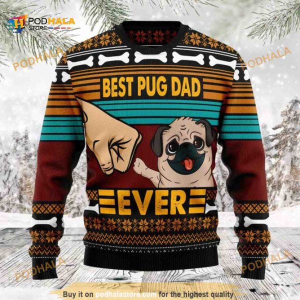Pug Best Dog Dad 3D Funny Ugly Sweater