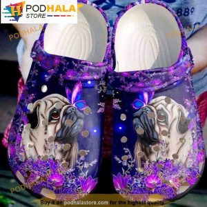 Pug Dog Purple Flower Animal 3D Funny Crocs