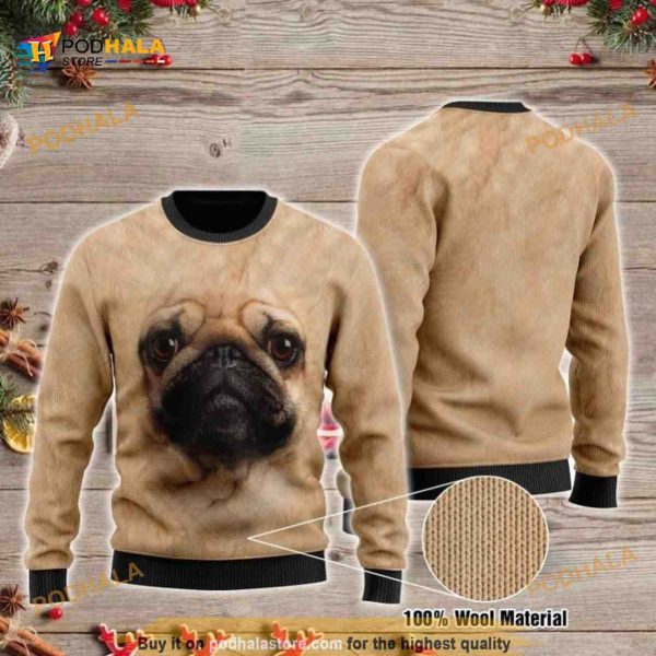 Pug Face 3D Funny Ugly Sweater