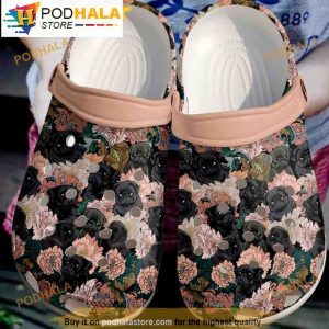 Pug Flowers Garden Floral 3D Funny Crocs