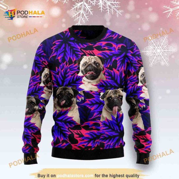 Pug Leaves 3D Funny Ugly Sweater