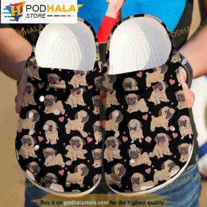 Pug Puppies Hearts Happy Valentine’s Day 3D Funny Crocs