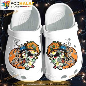 Pumpkin Skull Weed Cannabis 3D Funny Crocs Slippers