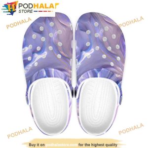 Purple 80s Retro Groovy Marble 3D Funny Crocs Clog Shoes