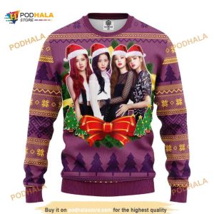 Purple Black Pink Music Band Merry Xmas Ugly Christmas Sweater