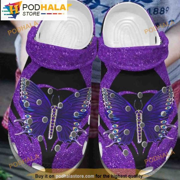 Purple Bling Butterfly 3D Funny Crocs