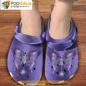 Purple Butterfly Pretty Light Weighting And Useful Design 3D Funny Crocs