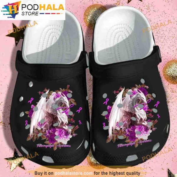 Purple Flower Ribbon Dragon 3D Funny Crocs