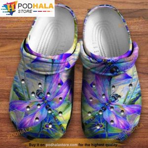 Purple Painting Dragonfly 3D Funny Crocs