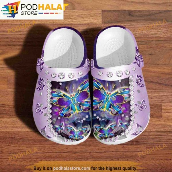Purple Printeds Butterfly 3D Funny Crocs