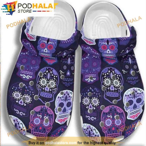 Purple Skull 3d Bone 3D Funny Crocs